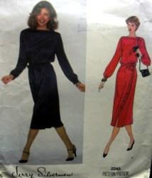 2245   Vogue  JERRY SILVERMAN LONGER BLOUSON LS DRESS PATTERN 12